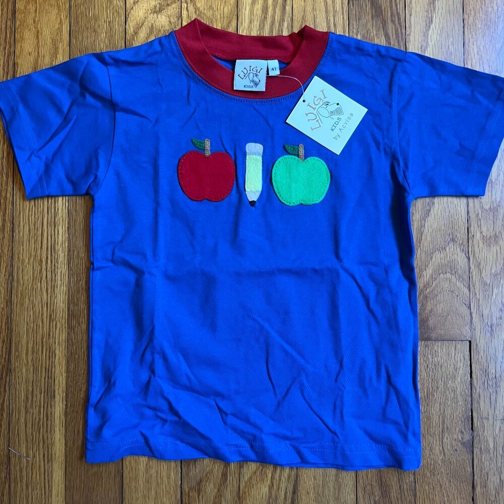 NWT Luigi Kids Back to School Appliqué Tee, 4T
